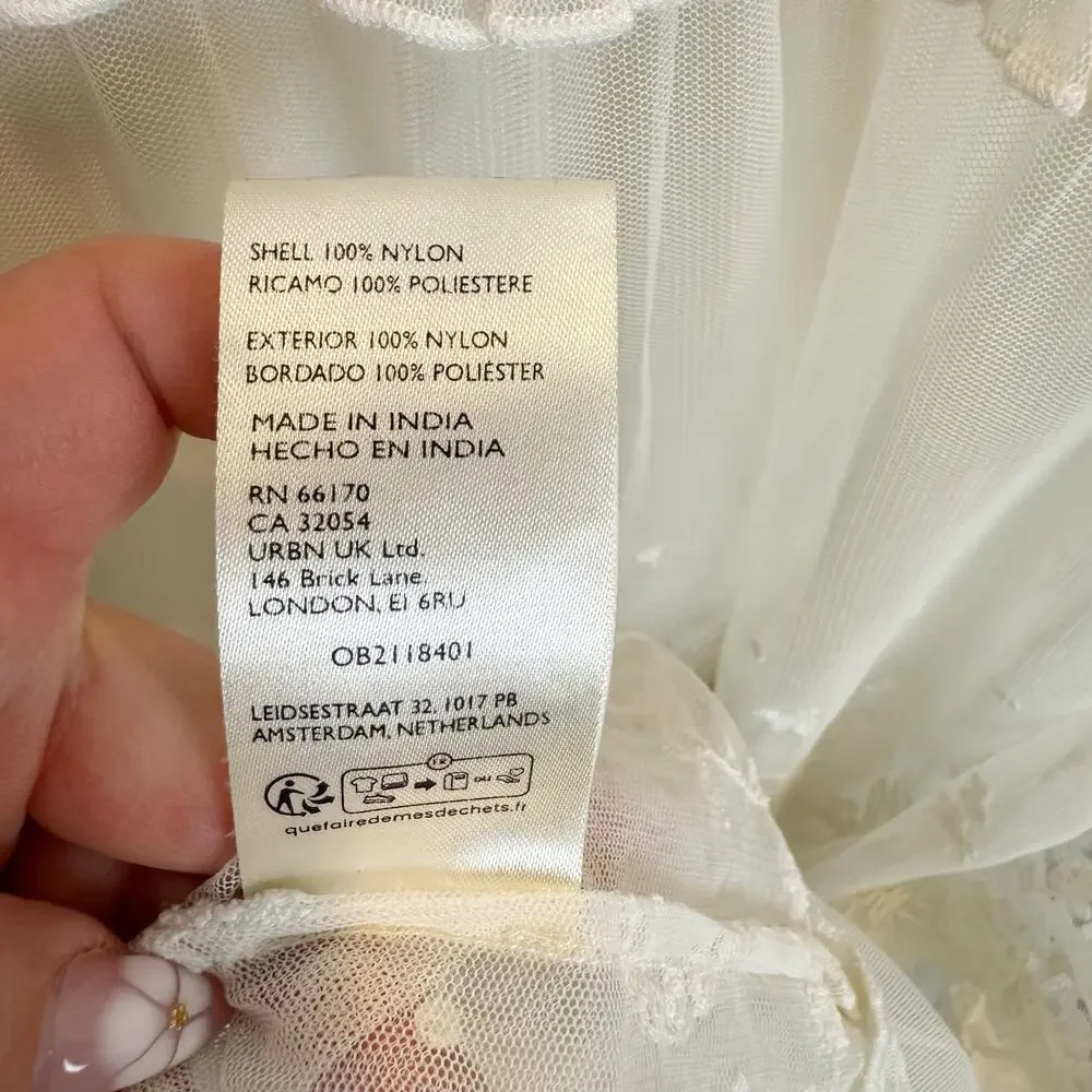 Free People Stevie Embroidered Maxi Dress Tea Flowy Ivory Sheer Floral Lined L - Picture 15 of 15